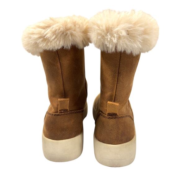 Zara Platform Ankle Boots Tan Faux Fur Lined Winter Boots Size 35 - Picture 4 of 6